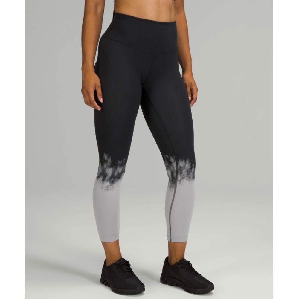 Lululemon Wunder Under High-Rise Leggings Black Grey Ombre Spray Dye Size 2